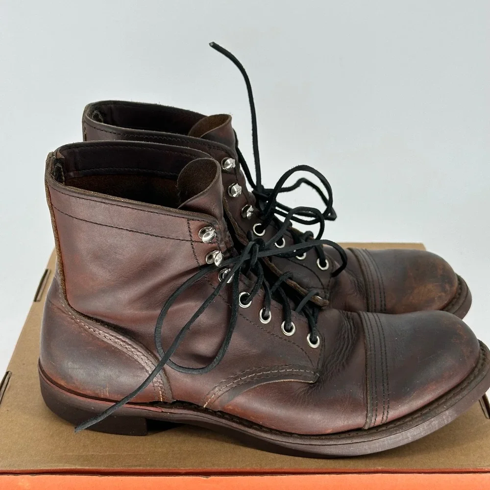 Red Wing Vintage 8111 Iron Ranger Brown Leather Boots USA Made Worn Men's 8.5 D